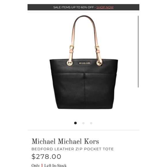 Michael Kors Bedford Soft‎ Leather Shoulder Tote Bag - Picture 12 of 12